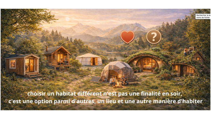 choisir un habitat différent n'est pas une finalité en soir, c'est une option parmi d'autres, un lieu et une autre manière d'habiter