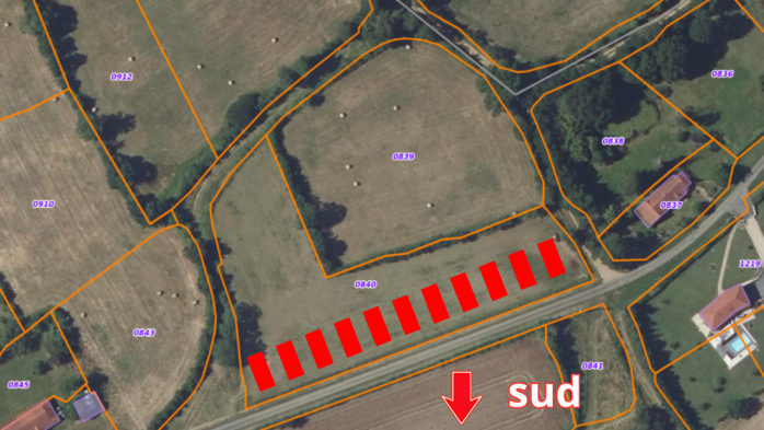 vue aérienne du projet GreenPod à Tranzault avec la construction d'une dizaine d'habitations à revendre