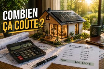 maquette de petite maison avec calculatrice et documents financiers