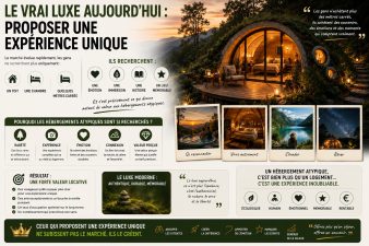Hébergement atypique GreenPod illustrant le luxe moderne basé sur l’émotion, l’immersion et l’expérience unique