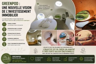 Intérieurs de maisons bulles et concept GreenPod illustrant une nouvelle vision émotionnelle et organique de l’investissement immobilier