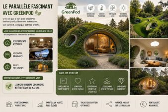 Maison GreenPod semi-enterrée et végétalisée inspirée des habitats organiques intégrés dans la nature