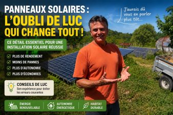 12 panneaux solaires installés près de la maison bulle de Luc et Chantal Gribaldo pour produire une énergie renouvelable et autonome à Tercillat en Creuse