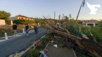 Arbres déracinés et habitations endommagées après la tornade survenue près de Limoux et Carcassonne dans l'Aude.