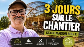 Philippe Delage devant un chantier de maison bulle pour un stage pratique de trois jours