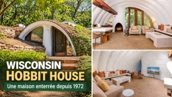 Wisconsin Hobbit House, maison enterrée et végétalisée conçue en 1972 par l’architecte Michael McGuire dans le Wisconsin.